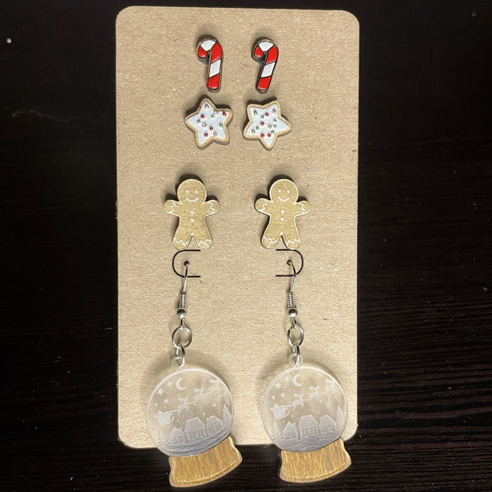 Handmade Christmas Earrings 4-pack